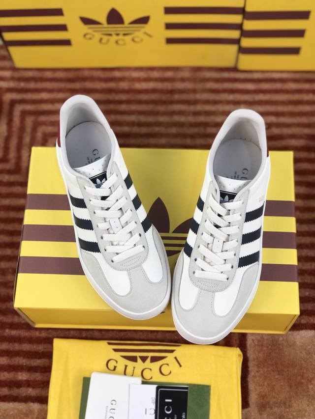 冲量价: 顶级版g家guc&Adi三叶草休闲鞋35-45男女同款 Gazelle 系列休闲鞋升级 全新升级 古驰三叶草 联名款 意大利2022时装周走秀款 德训