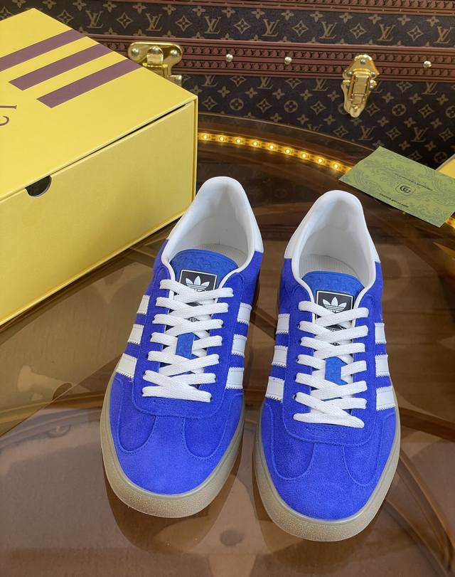 出厂价 Gucci Adida S古驰三叶草 联名款 意大利2023时装周走秀款 德训鞋休闲鞋 独家首发#正确拼接联名鞋盒 内附鞋带 同步专柜#Gucci Ad