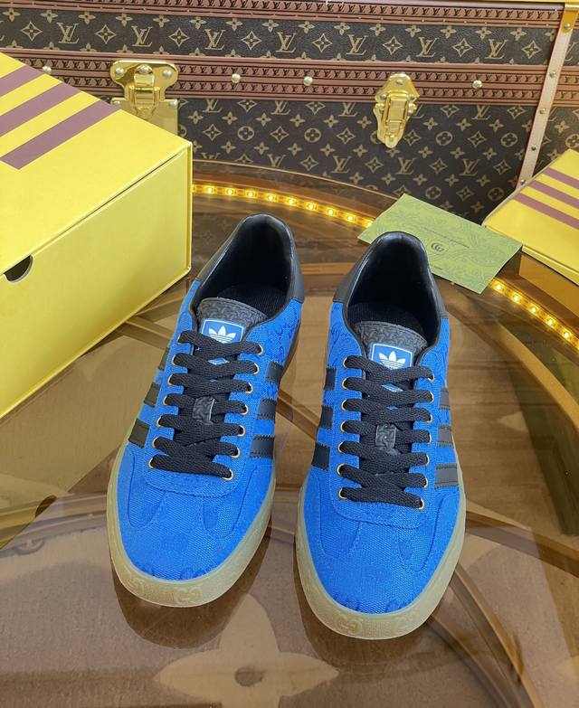 出厂价 Gucci Adida S古驰三叶草 联名款 意大利2023时装周走秀款 德训鞋休闲鞋 独家首发#正确拼接联名鞋盒 内附鞋带 同步专柜#Gucci Ad