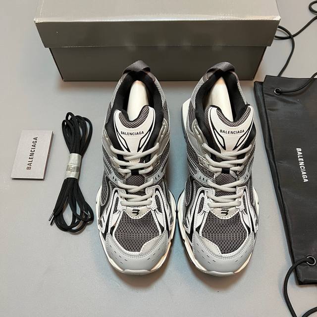 纯原balenciaga 巴黎世家x-Nder 6.0复古弹簧鞋不含皮革网布和尼龙运动鞋，磨损效果悬浮鞋跟设计，40毫米足弓，背面尺码刺绣，正面运动风格b.字母