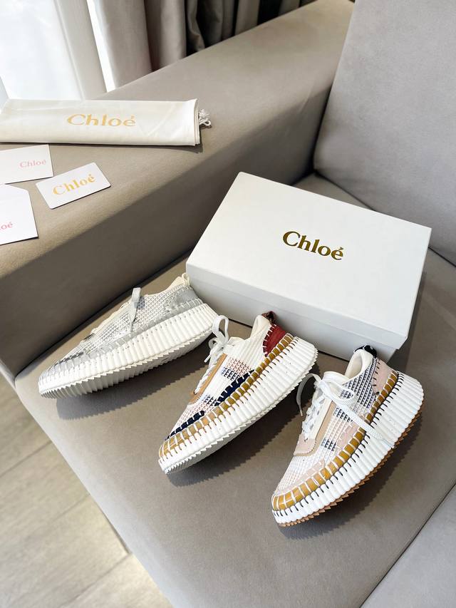 2054春夏chloe 克洛伊nama Sneaker彩虹系列运动鞋、容祖儿和孙怡宋茜明星同款、原材料是可再生物料制作、全手工缝马克线、肉眼可见皆是手工制造、环