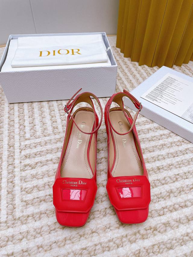 出厂 Dior 迪奥 2023春夏最新时装秀高定day系列复古罗马风果冻色娃娃女鞋 Cd字母logo方扣高跟拼色凉拖鞋 粗跟方头玛丽珍芭蕾舞鞋 原版开发顶级高端