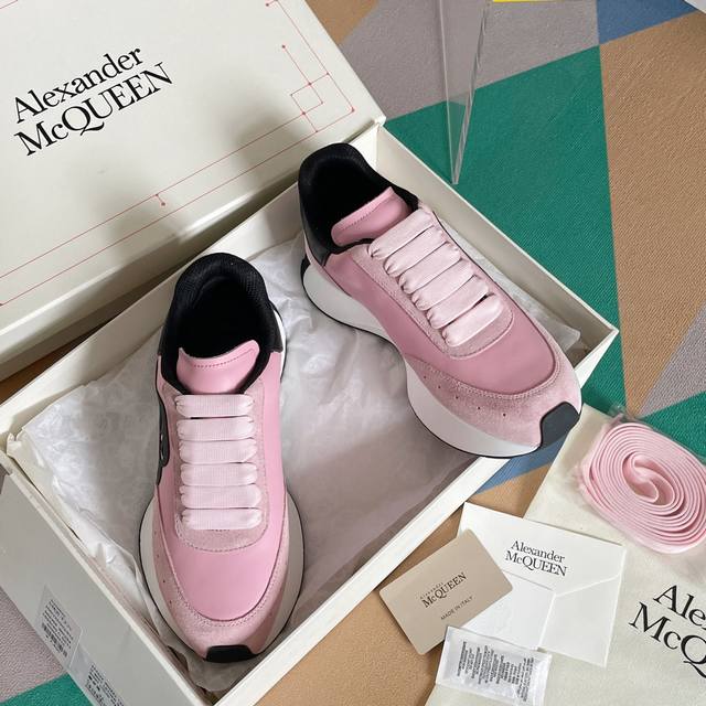 顶级版本：女款 男款 Alexander Mcqueen 亚历山大 麦昆 Sprint Runner系列情侣款 休闲 运动鞋 小白鞋 老爹鞋 原版购入开发 做货