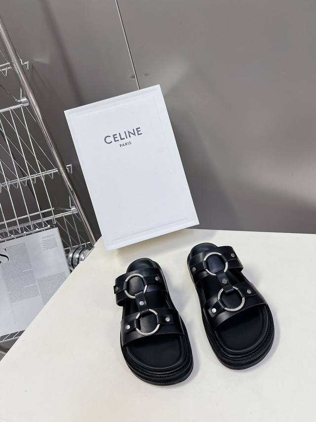 Celine 思琳代级别 春夏新品凯旋门复古罗马凉鞋拖鞋 进出专柜无压力，重工版，拒绝一眼假low货 原版楦型，调试n次、这款上脚绝对vintage复古风味十足