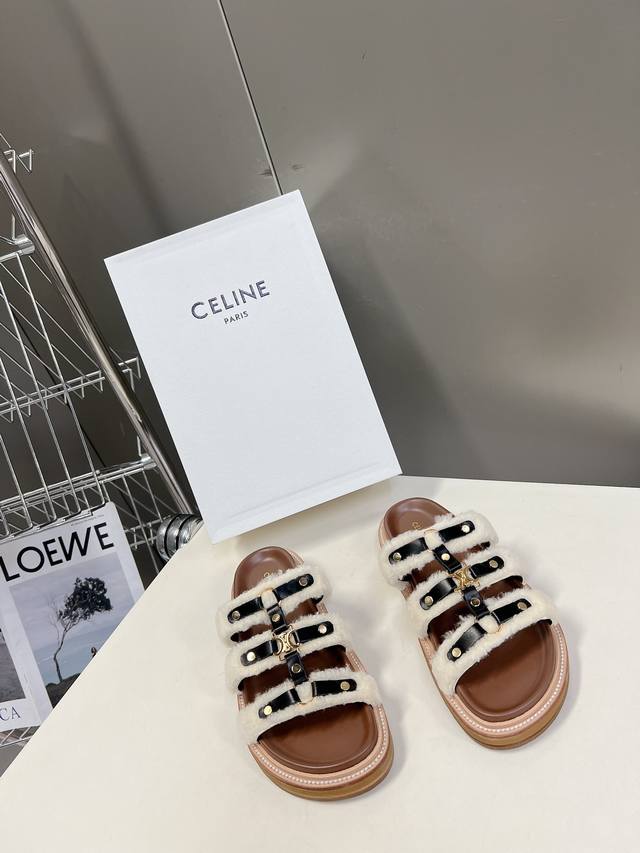 Celine 思琳代级别 春夏新品凯旋门复古罗马凉鞋拖鞋 进出专柜无压力，重工版，拒绝一眼假low货 原版楦型，调试n次、这款上脚绝对vintage复古风味十足