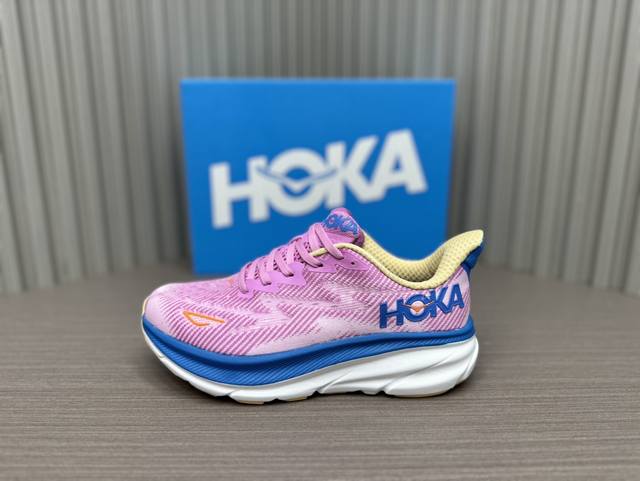 粉蓝紫 36～40 纯原 Hoka One One Clifton 9 减震防滑耐磨 低帮 跑步鞋 粉蓝紫 货号1132211-Cslc Hoka One On