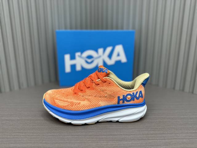 橘色 36～45 纯原芯片系列 Hoka One One Clifton 9 减震防滑耐磨 低帮 跑步鞋 橘色 货号1127895-Voim Hoka One