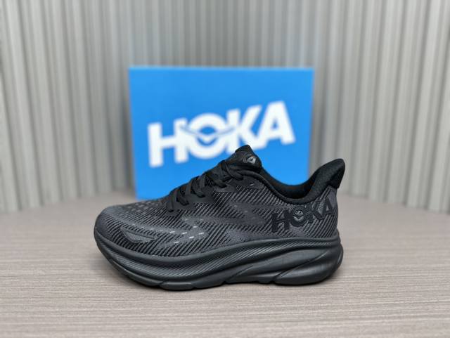 黑色 36～45 纯原芯片系列 Hoka One One Clifton 9 减震防滑耐磨 低帮 跑步鞋 黑色 货号1127895-Bblc Hoka One