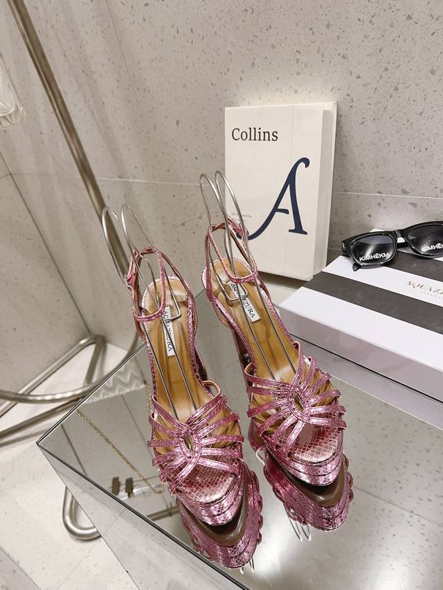 鱼嘴蛇纹水台 Aquazzura Zp 原版开模 原版扣开模 附带原版定制蛇纹羊皮 大底金色标志性菠萝微标赋予单品丰富的品牌内涵与奢华的外观单品真皮大底羊皮鞋垫