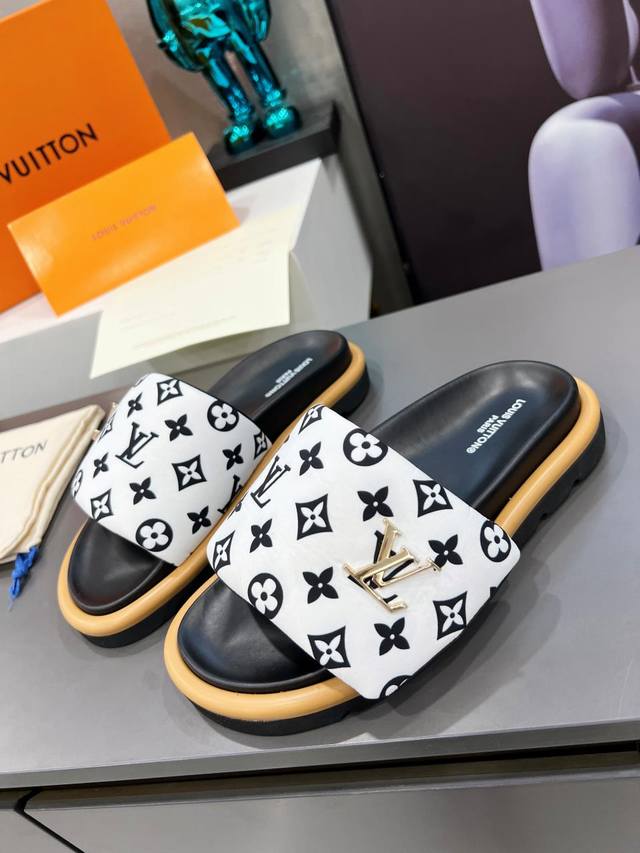 橙子出厂价 Louis Vuitton 路易威登 Lv魔术贴拖鞋 凉拖 情侣款 码数：35-45