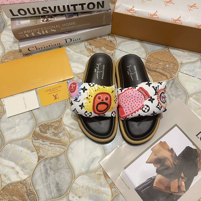 橙子出厂价 Louis Vuitton 路易威登 Lv草间弥生联名款 魔术贴拖鞋 凉拖 情侣款 码数：35-44