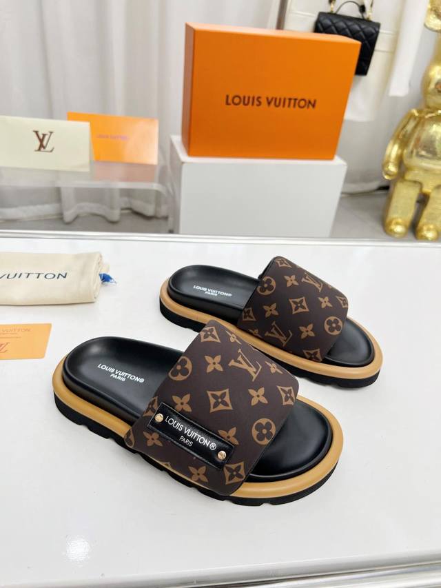 橙子出厂价 Louis Vuitton 路易威登 Lv魔术贴拖鞋 凉拖 情侣款 码数：35-45