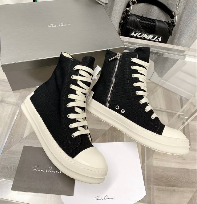 出厂价 后跟胶片 瑞克.欧文斯 Rick Owens Vans年度鞋王07復刻 原厂台湾进口细纹布，高帮款帆布鞋后贴片款 22款透气软垫&高弹粉红色海绵，脚感舒