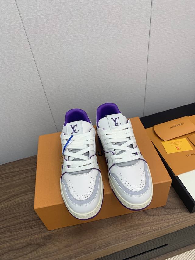 Louis Vuitton 路易威登 Trainer Sneaker 时尚百搭低帮休闲板鞋 男女同款 飞机盒 顶级版本 胖嘟嘟 牛仔布拼皮 情侣感情杠杠款 码数