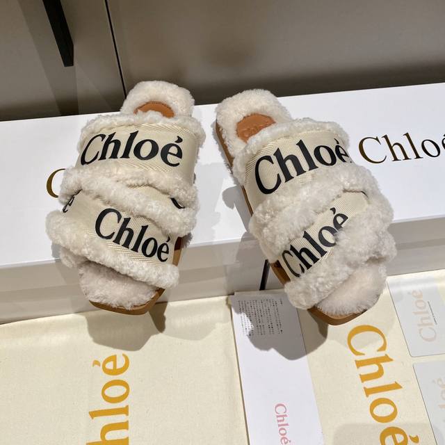 工厂 、保暖羊毛 Chloe 克洛伊 最新的交叉编织带罗马拖鞋 进口定做的高密度多物料组合织带 并不是一般的帆布 3D数控防水印刷logo字样 原版私模高密度橡