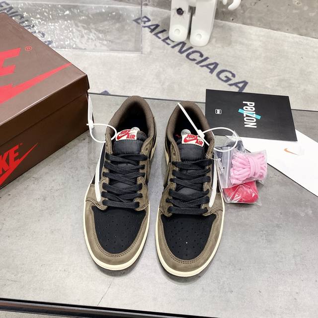 travis Scott X Air Jordan 1 Low Og Ts Sp Nike 耐克aj1乔丹篮球鞋深棕倒钩休闲低帮鞋运动鞋 原单顶级纯原版本 Aj