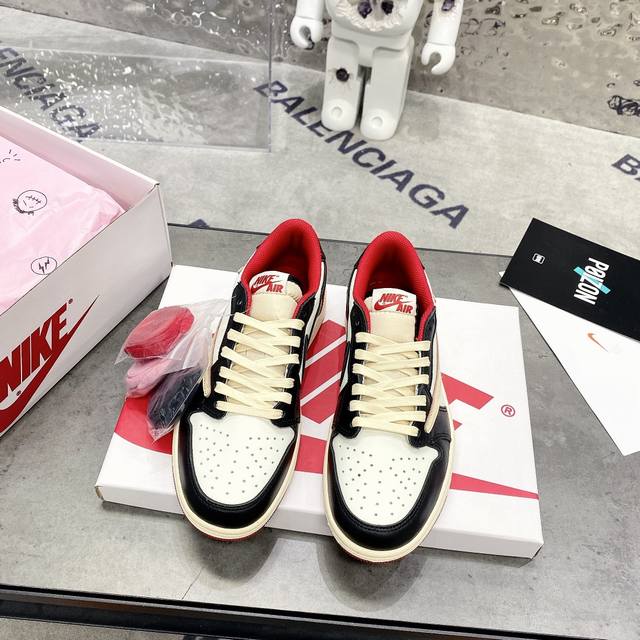 travis Scott X Air Jordan 1 Low Og Ts Sp Nike 耐克aj1乔丹篮球鞋 倒钩休闲低帮鞋运动鞋 原单顶级纯原版本 外侧的