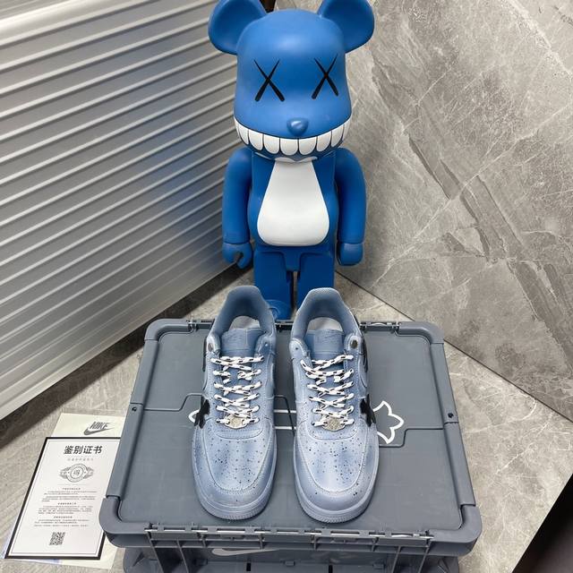 af1空军克罗心 耐克nike Air Force 1'07 Low White Blue Chrome Hearts 空军一号 经典低帮百搭休闲运动板鞋“浸染