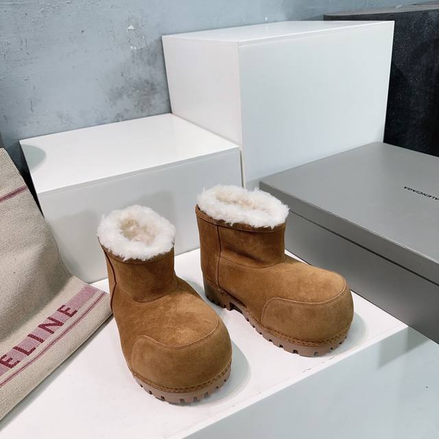 高品质出厂矮 ！顶级品质情侣款！Balenciaga巴黎世家24Ss秋冬新款雪地靴滑雪系列高靴松糕厚底保暖大头靴！ Skiwear最新款阿拉斯加雪地靴 正品rm