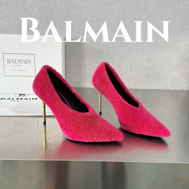 出厂价 羊羔毛系列 Balmain 独家首发 巴尔曼 春夏最新款ruby羔羊毛细高跟穆勒鞋 重工打造，法国代购原版回来，历经数月全部私模打造，确保所有用料、材质