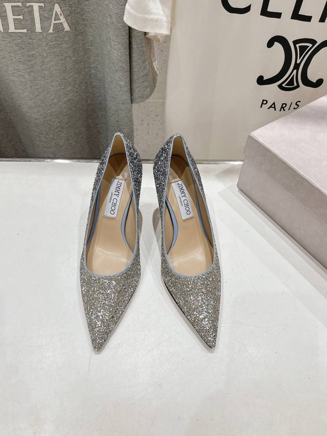 高版本出厂 Jimmy Choo*｜Jc 吉米周2025Ss春夏新款简约尖头格力特高跟鞋单鞋 原版套楦，完美的线条，简约大气上脚显气质粗跟舒适百搭，还能拉长双腿