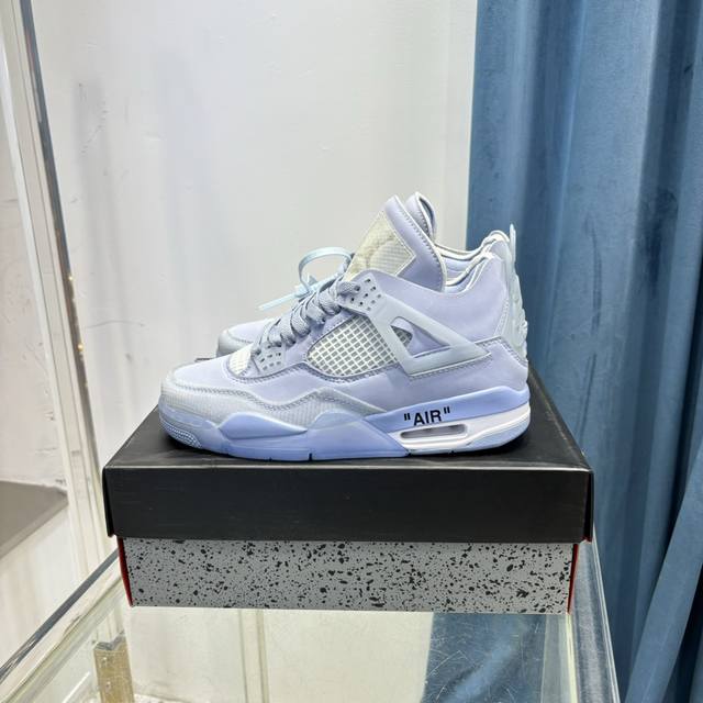 顶级版本 Off-White X Jordan Air Jordan 4 舒适休闲减震防滑耐磨中帮复古篮球鞋 尺码：36-47