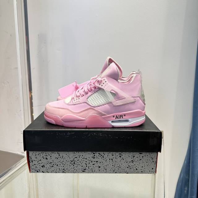 顶级版本 Off-White X Jordan Air Jordan 4 舒适休闲减震防滑耐磨中帮复古篮球鞋 尺码：36-47