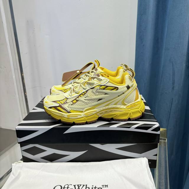 现货 莞产顶级版本off-White C O Virgil Abloh 2024年ow最新款跑鞋 百分百原盒正确版 原楦原纸板数据开发 4层分离大底 鞋面采用3