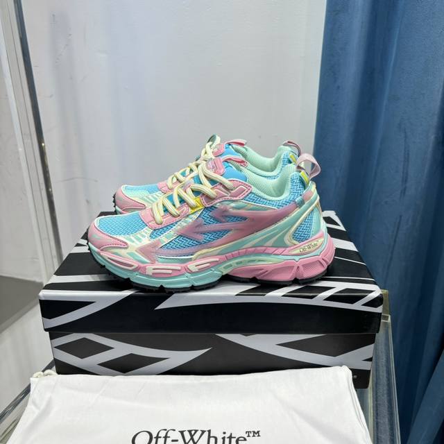 现货 莞产顶级版本off-White C O Virgil Abloh 2024年ow最新款跑鞋 百分百原盒正确版 原楦原纸板数据开发 4层分离大底 鞋面采用3