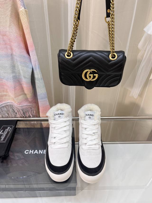 毛内高帮 自己工厂 -Chanel 小香c家 B 厚底熊猫鞋 板鞋 -专柜爆火超难抢的一款松糕底小白鞋 球鞋 休闲鞋 原版购入开发 开模大底 材料一比一定制打版