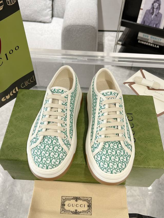 gucci 23Ss 1977休闲厚底帆布鞋 原版顶级货 细节无敌 底5Cm 码数:35-40 41定做不退换