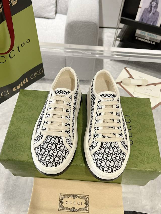 gucci 23Ss 1977休闲厚底帆布鞋 原版顶级货 细节无敌 底5Cm 码数:35-40 41定做不退换