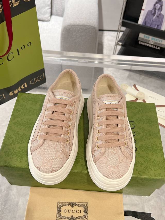 gucci 23Ss 1977休闲厚底帆布鞋 原版顶级货 细节无敌 底5Cm 码数:35-40 41定做不退换