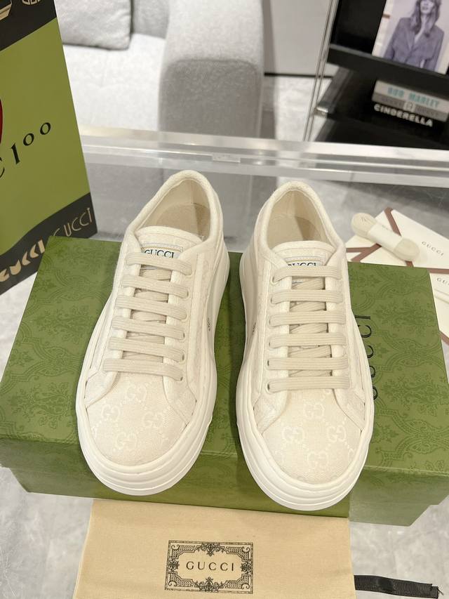 gucci 23Ss 1977休闲厚底帆布鞋 原版顶级货 细节无敌 底5Cm 码数:35-40 41定做不退换