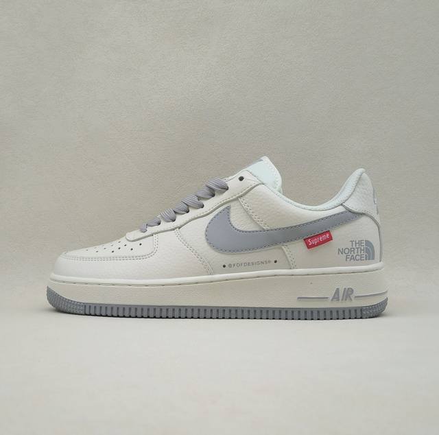 nike Air Force 1'07 Low 空军一号联名北面 白灰 低帮板鞋 头层+内置气垫 型号：Su 5-006 尺码：36 36.5 37.5 38