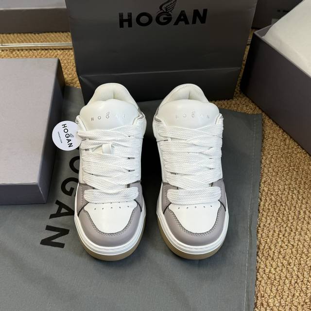 男码+10 Size:35-44 粉色只有女码 Hogan Fw24 运动鞋新品 霍跟24秋冬运动鞋新品 脚感轻盈，增高效果满分 小牛皮材质，科技立体弹力内垫