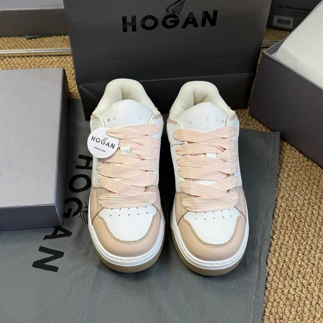 男码+10 Size:35-44 粉色只有女码 Hogan Fw24 运动鞋新品 霍跟24秋冬运动鞋新品 脚感轻盈，增高效果满分 小牛皮材质，科技立体弹力内垫