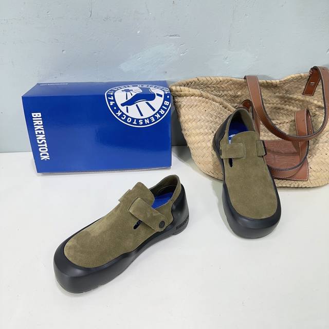 高品质出厂 ！小众潮牌birkenstock24春夏博肯一脚蹬懒人乐福鞋！这系列单鞋刚出就心动了 代购找很久才买到货，真的一鞋难求，真的超级好看，姐妹们给我冲