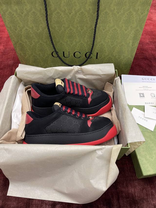 橙子出厂价Gucci 古驰 Screener系列胖丁鞋 厚底运动鞋 休闲鞋板鞋 胖墩墩小脏鞋 情侣款码数：35-44