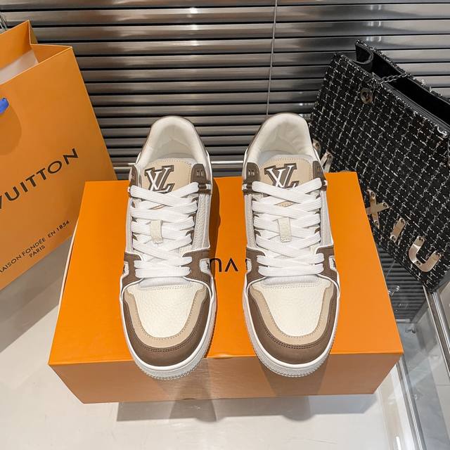 橙子出厂价Louis Vuitton 路易威登 Lv Trainer 情侣款运动鞋板鞋 休闲复古篮球鞋最新配色virgil Abloh 从复古篮球鞋汲取灵感，打