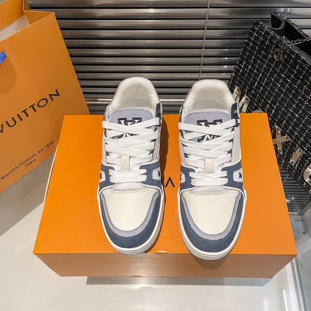 橙子出厂价Louis Vuitton 路易威登 Lv Trainer 情侣款运动鞋板鞋 休闲复古篮球鞋最新配色virgil Abloh 从复古篮球鞋汲取灵感，打