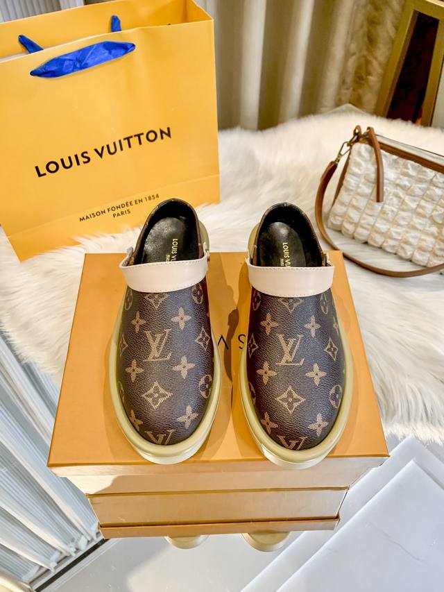 出厂：Louis Vuitton 路易威登 2025顶级专柜官网上新 独家首发 路易威登 Lv 25-印花厚底包头拖 Lv包头拖 Lv拖 Lv鞋控小红书顶级新款