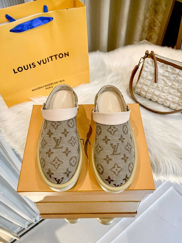 出厂：Louis Vuitton 路易威登 2025顶级专柜官网上新 独家首发 路易威登 Lv 25-印花厚底包头拖 Lv包头拖 Lv拖 Lv鞋控小红书顶级新款