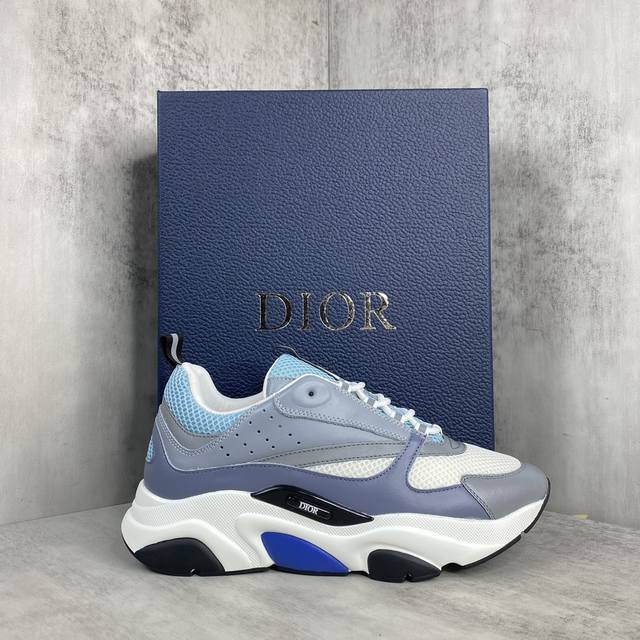 新款上架dior Homme Sneaker B22 情侣款运动老爹鞋 采用针织面+3M反光面+皮革面 混搭撞色面料设计 Md组合轻质耐磨大底 B22款鞋舌 侧