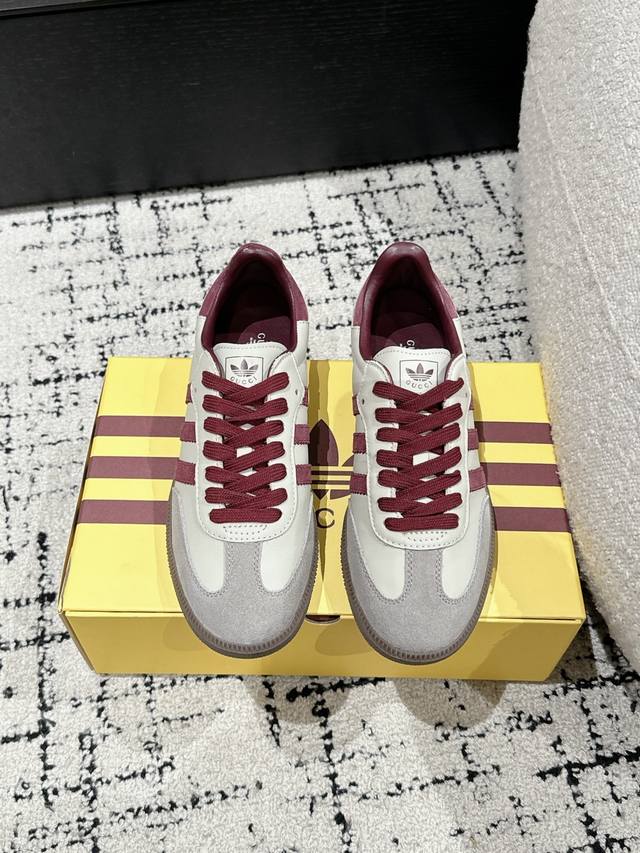 顶级版本 代购级Adidas X Gucci 25 最新 联名 Gazelle运动鞋 情侣 休闲板鞋 新色来袭原版购入开发 做货 阿迪达斯x古驰世纪联名爆款 融