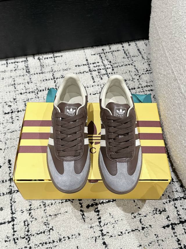 顶级版本 代购级Adidas X Gucci 25 最新 联名 Gazelle运动鞋 情侣 休闲板鞋 新色来袭原版购入开发 做货 阿迪达斯x古驰世纪联名爆款 融