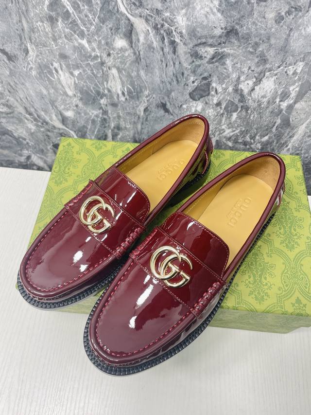 2024 Gucci 最新最火爆的铜扣英伦学院风乐福鞋鞋底:原版真皮大底码数:35-40标准码 跟高1.5Cm