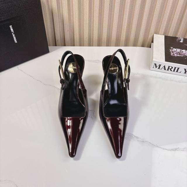 Ysl Saint Laurent 圣罗兰 25Ss 春夏新款 方头单鞋黑色 小牛漆皮 最懂女人心的杨树林 无死角的美鞋 撑起气场 气质高贵鞋面：采用原版进口牛