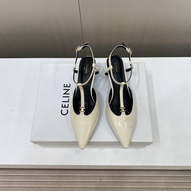 出厂价Celine 赛琳24Ss 早春最美黑银尖头小猫跟高跟鞋～标志性高级优雅 上脚显瘦得来超有气质～百搭日常着用都是一绝的单品！5Cm的小猫跟轻松无压力还一点